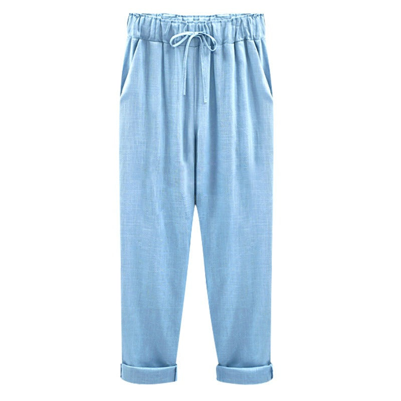 Women's cotton and linen cropped pants