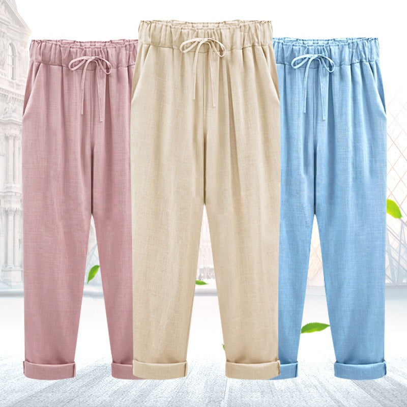 Women's cotton and linen cropped pants