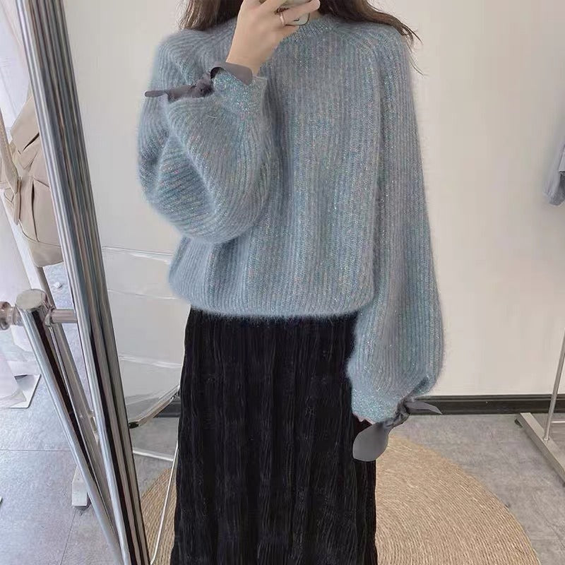 Foreign style popular fashion niche lazy style loose sweater for women in winter