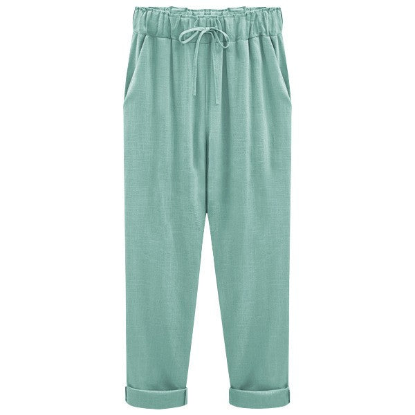 Women's cotton and linen cropped pants