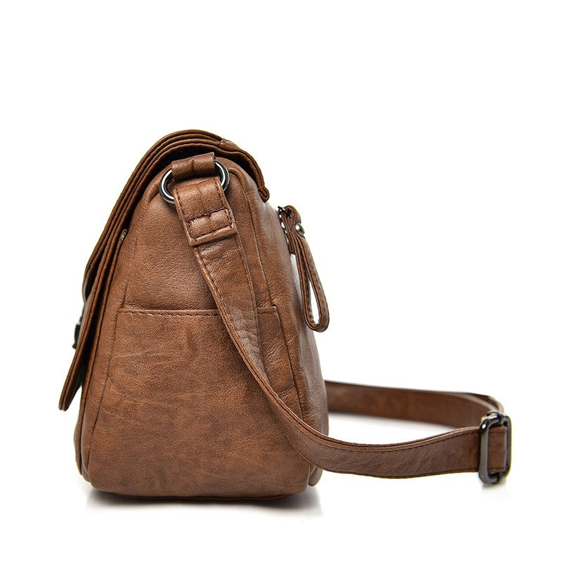 Soft leather trendy retro crossbody fashion bag