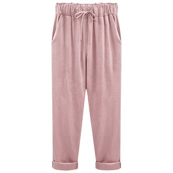 Women's cotton and linen cropped pants