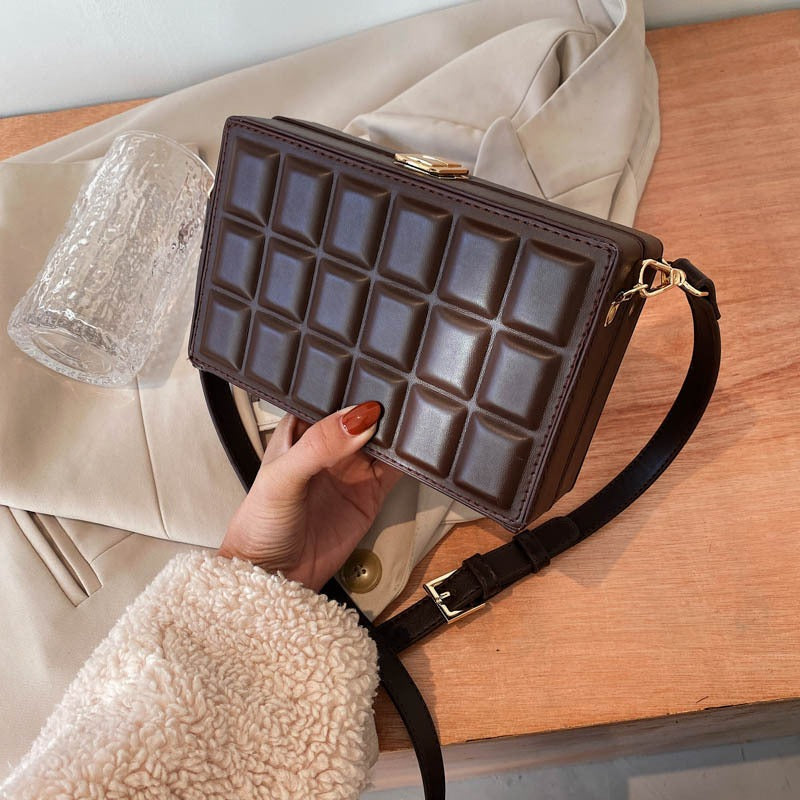 Fashionable embossed shoulder bag chocolate crossbody bag