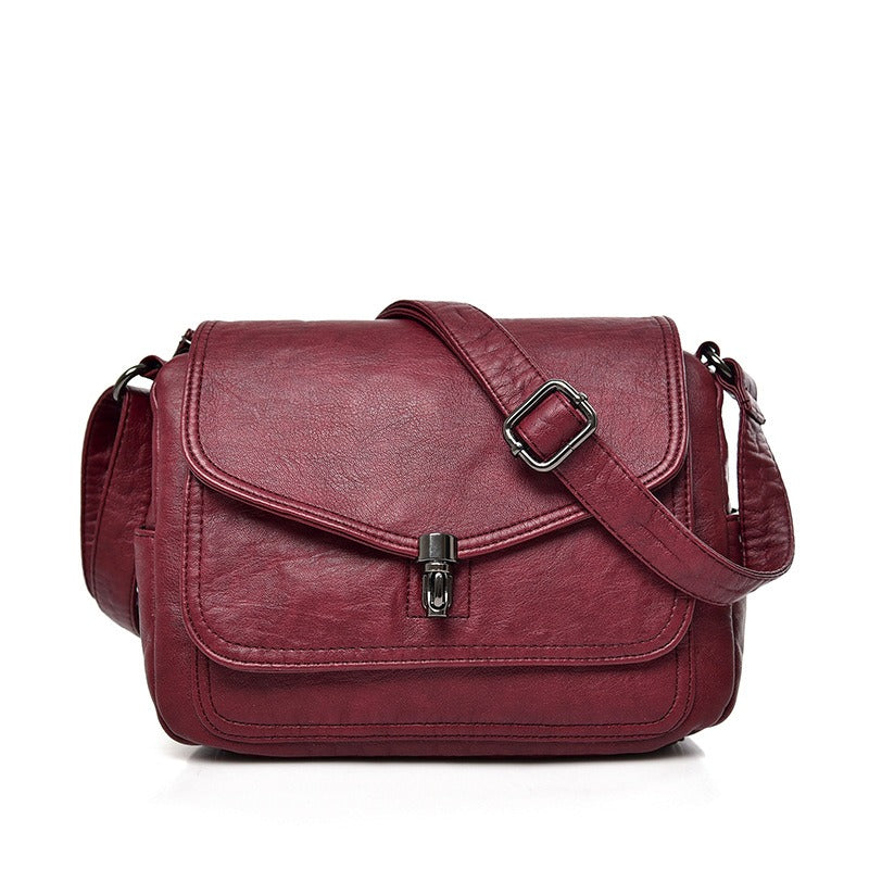 Soft leather trendy retro crossbody fashion bag