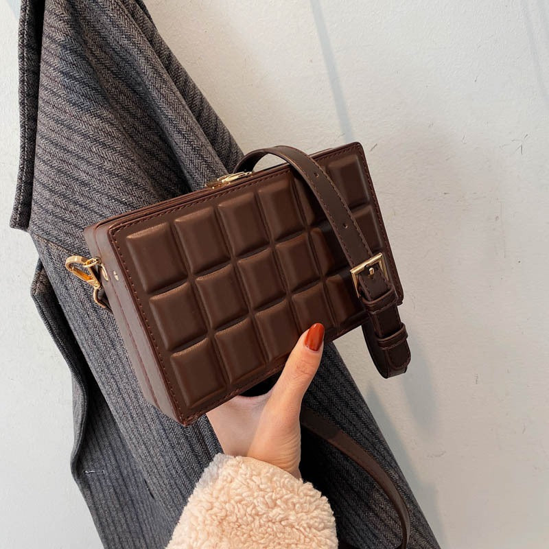 Fashionable embossed shoulder bag chocolate crossbody bag