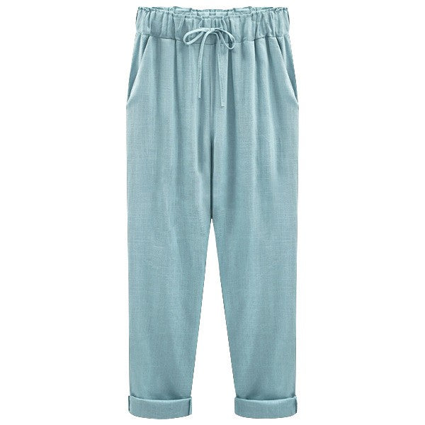 Women's cotton and linen cropped pants