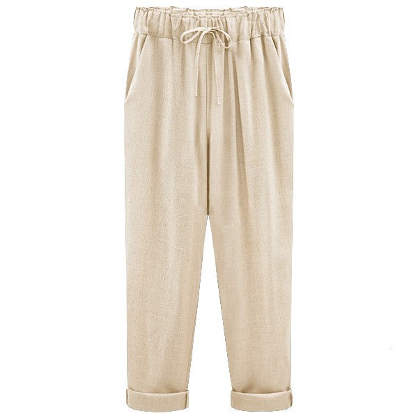 Women's cotton and linen cropped pants